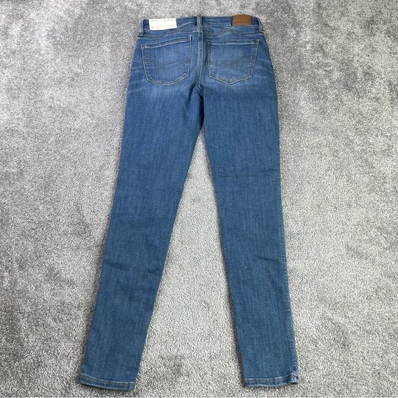 American Eagle Jeggings Women's 2 Blue Skinny Medium Wash Mid-Rise Stretch - Picture 3 of 14